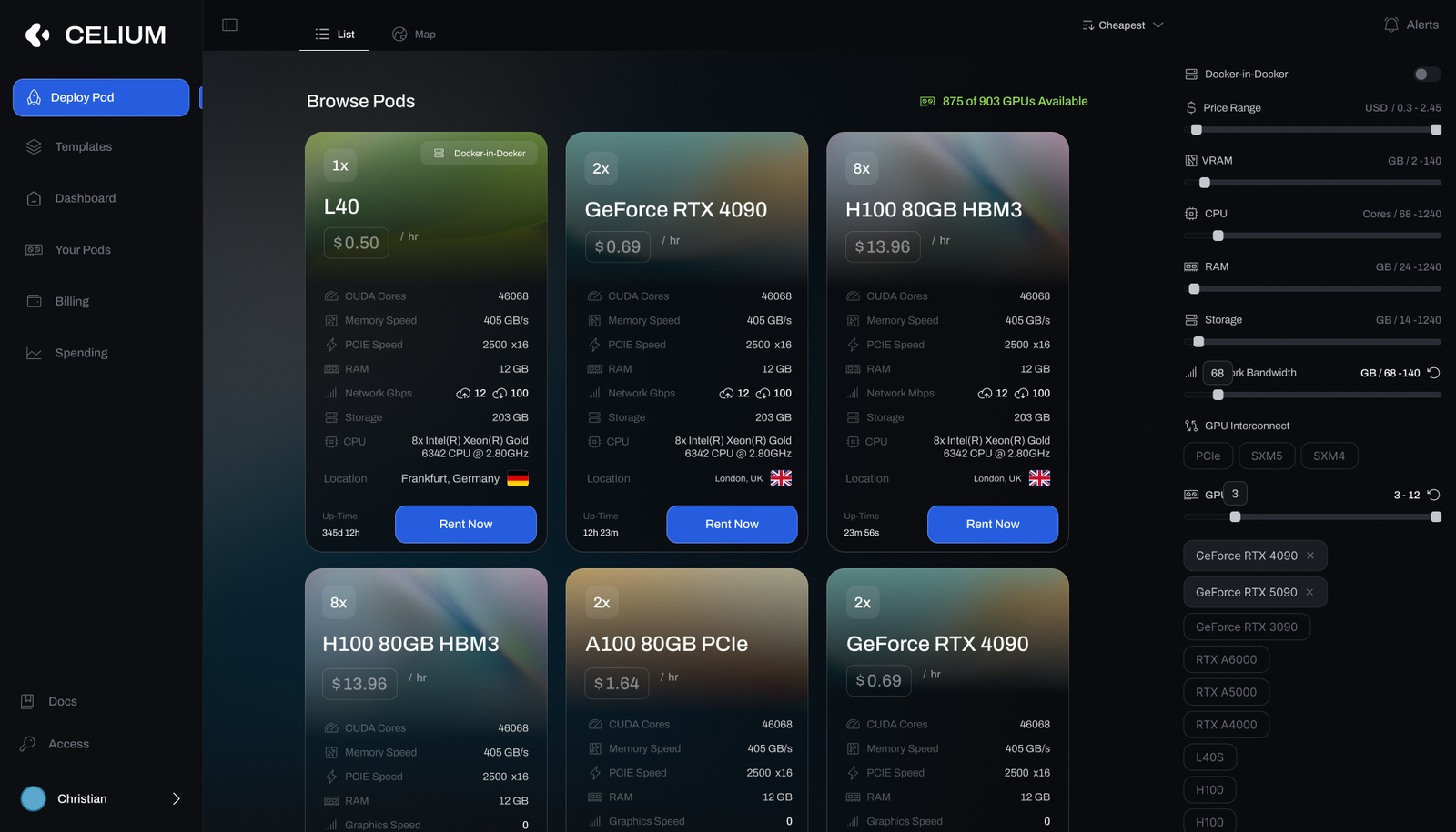 Specs lined up to compare