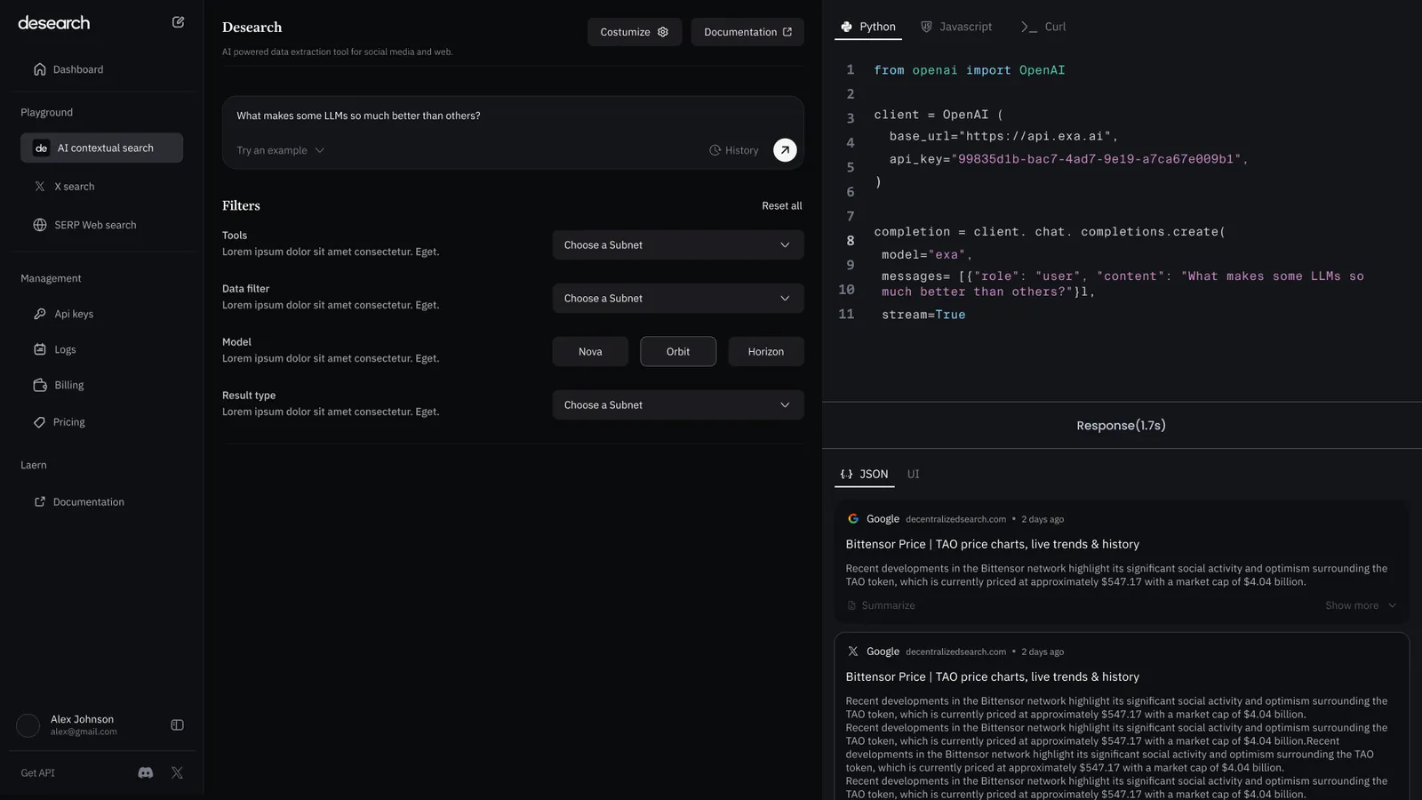 Try the API before integrating it